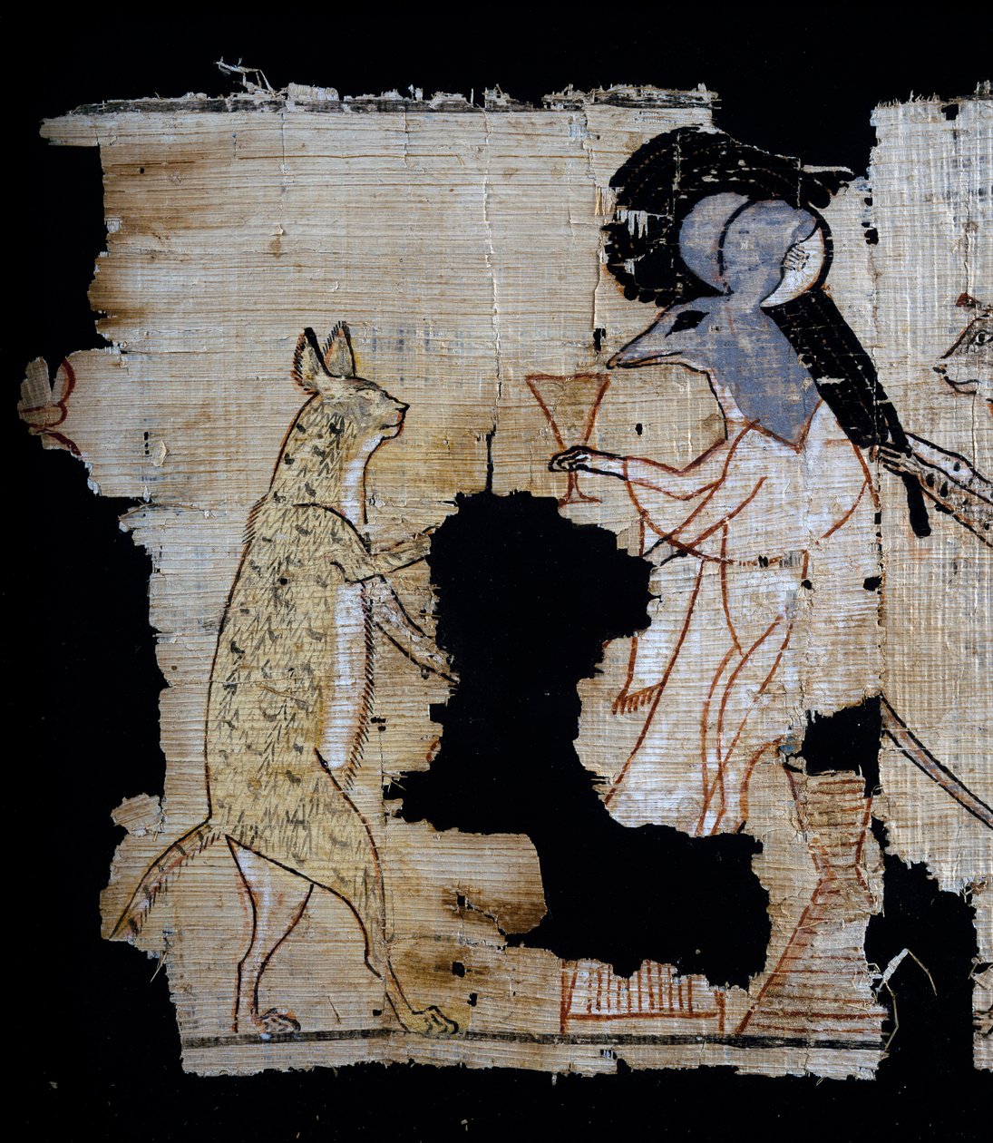 風刺場面を描いたパピルス、紀元前1100年頃、ラメセス9世の時代のもの