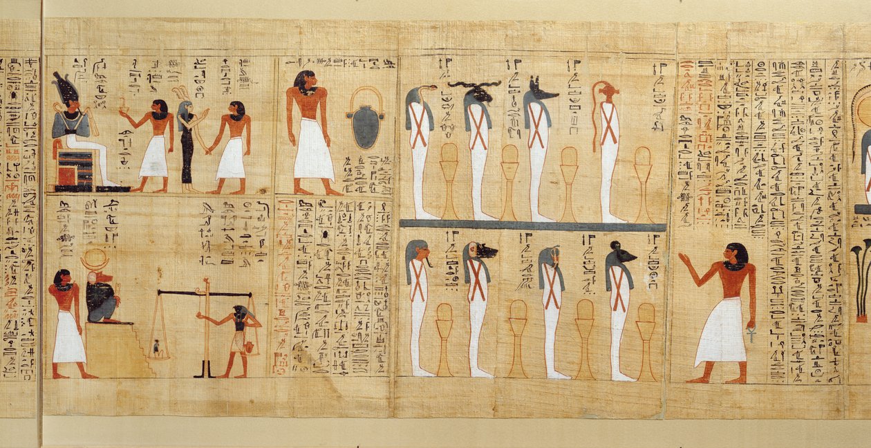 イメネムサウフの神話のパピルス、第3中期、紀元前1000年頃（塗られたパピルス）（詳細） 作： エジプト第21王朝