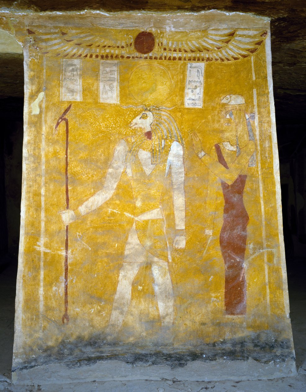 エジプト、ギザのバハリヤ・オアシスにあるパ・ネントウィーの墓の壁画。エジプト文明、第26王朝、前663〜525年。 作： エジプト第26王朝