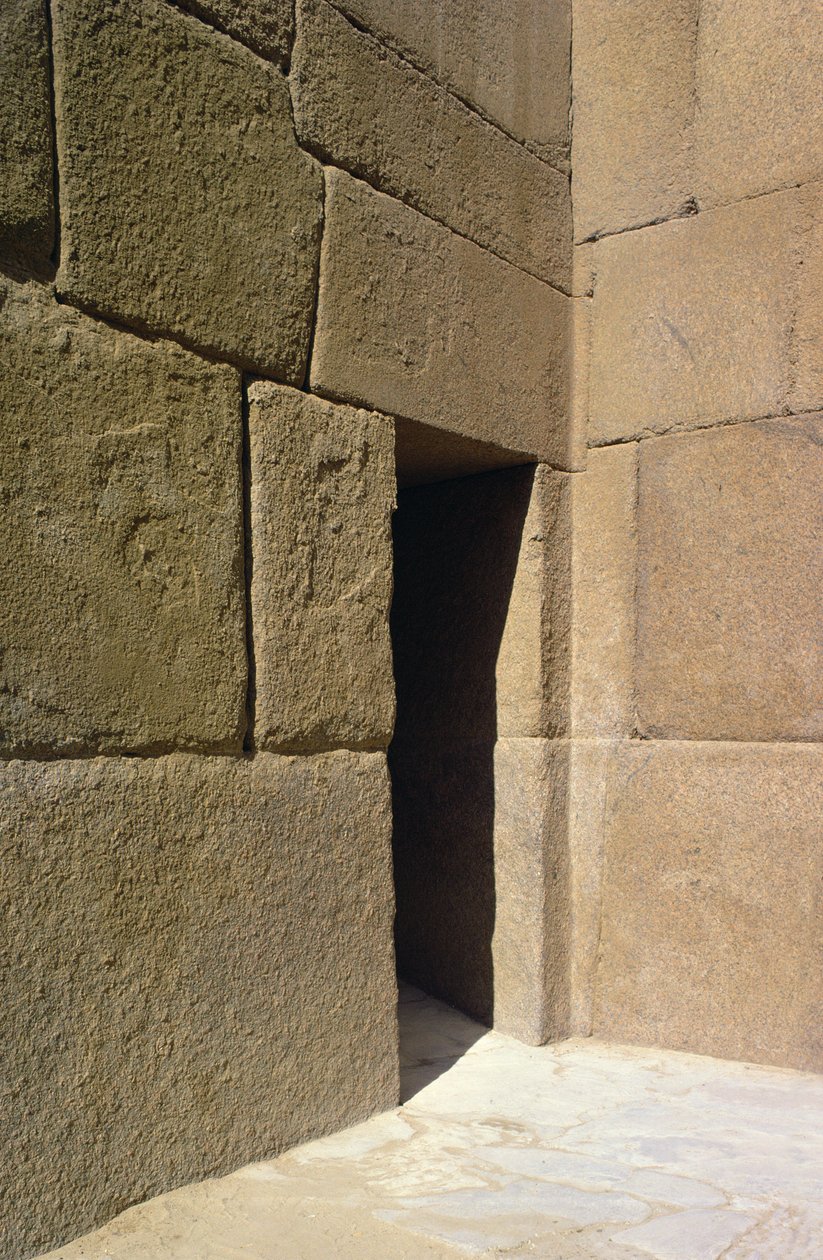 カフラー渓谷の寺院、旧王国からの花崗岩の壁 作： エジプト第4王朝