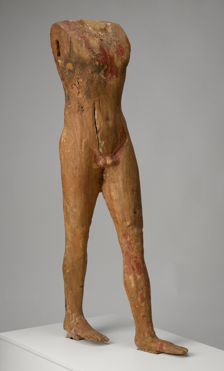 男の図、紀元前2494- 2345年（ジェッソとペンキの痕跡がある木） 作： エジプト第5王朝