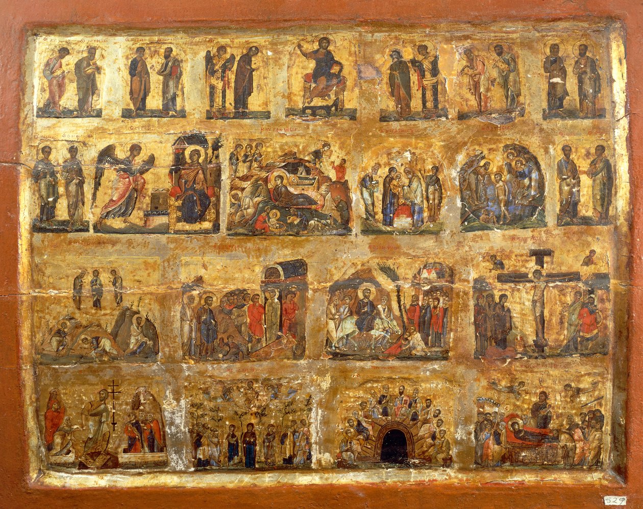 Deesis Row and the Twelve Great Feasts（パネルにペイントと金箔 作： エジプトの学校