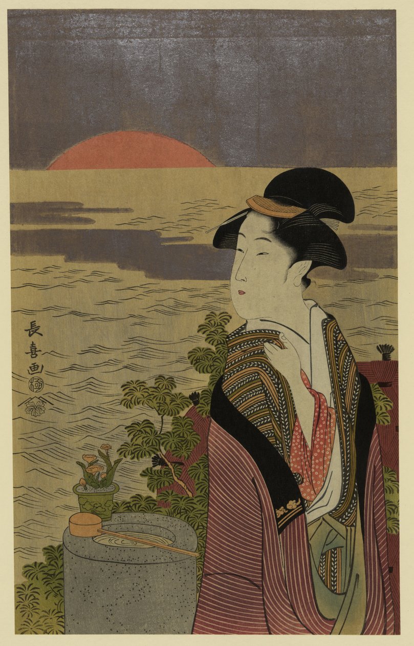 日本の浮世絵フルカラー木版画 作： 栄is彩調器