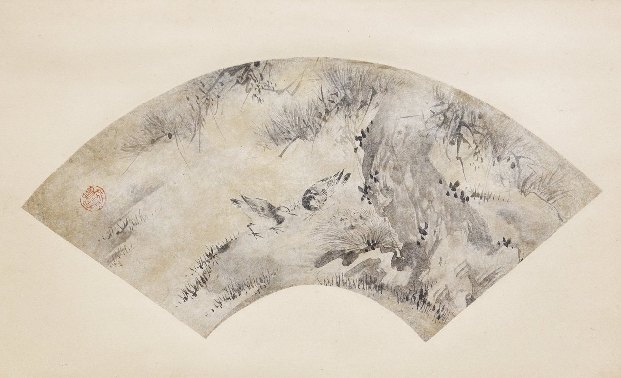 鳥と松の木 1570-1590年頃 紙本墨画金彩 作： 狩野永徳