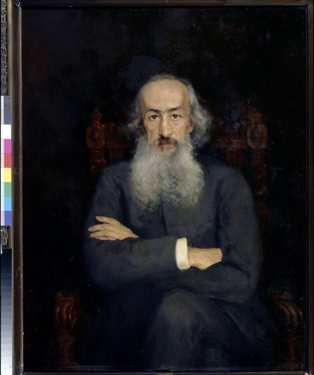 歴史家コンスタンティン・ベストイェフ・リオウミンの肖像 (Bestoujev-Rioumine) (1829-1897) - Ekaterina Sergeevna Zarudnaya Kavos (1862-1918) による絵画、キャンバスに油彩 (101x79 cm) 作： Ekaterina Sergeevna Zarudnaya Kavos