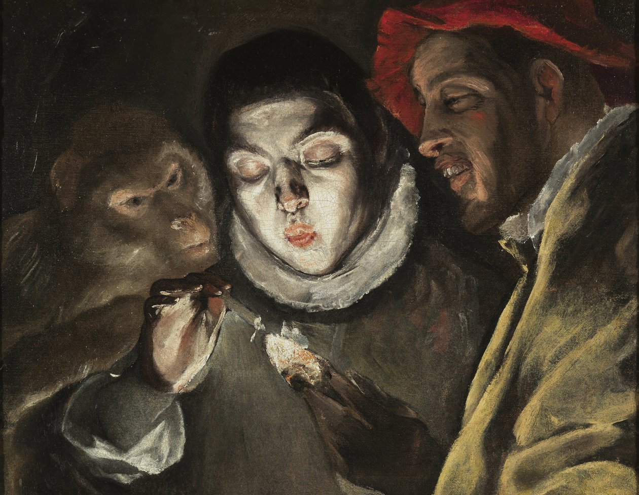 La fable - Peinture de Dominicos Theotokopoulos dit Le Greco (1541-1614), huile sur toile (50.5x63.6 cm), vers 1580 - (The Fable, oil on canvas by El Greco) - Museo del Prado, Madrid (スペイン) ) 作： エルグレコ
