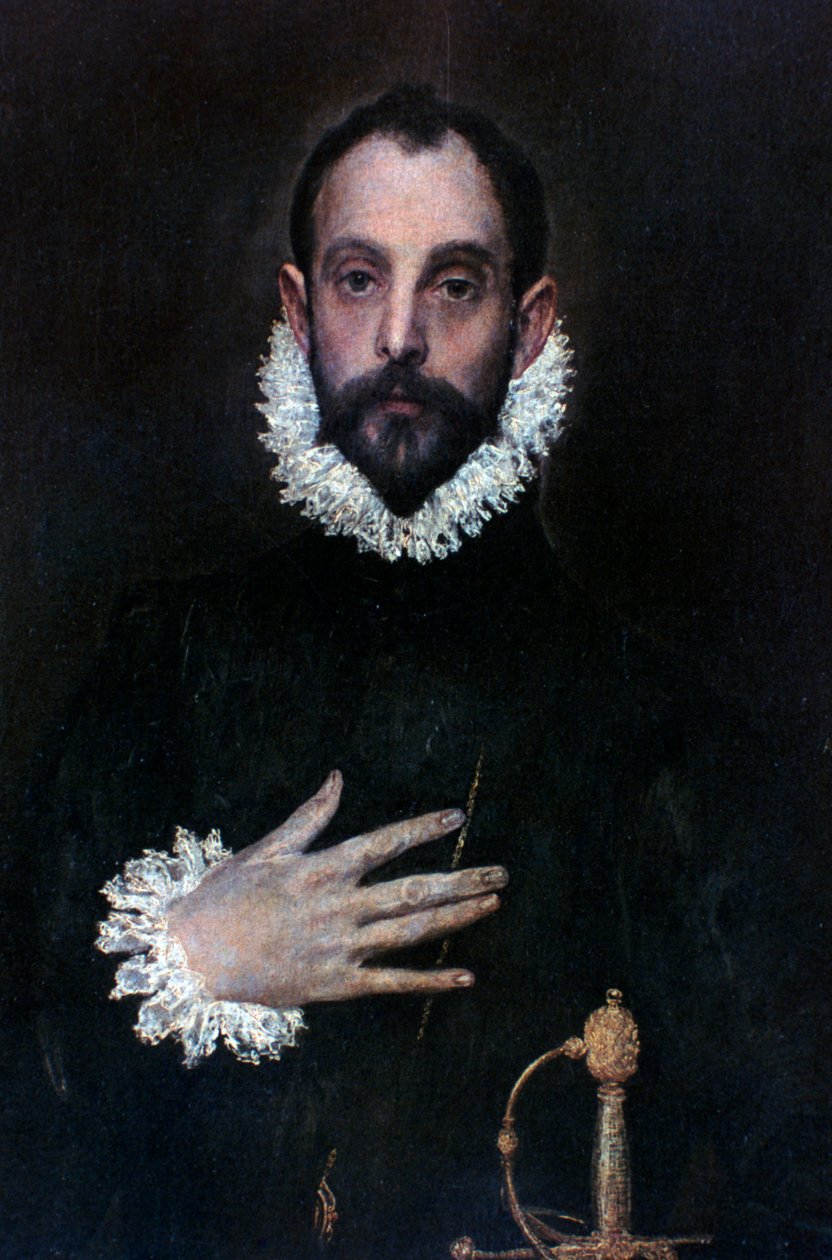 彼の胸に手を持つ貴族、c1577-1584 作： エルグレコ