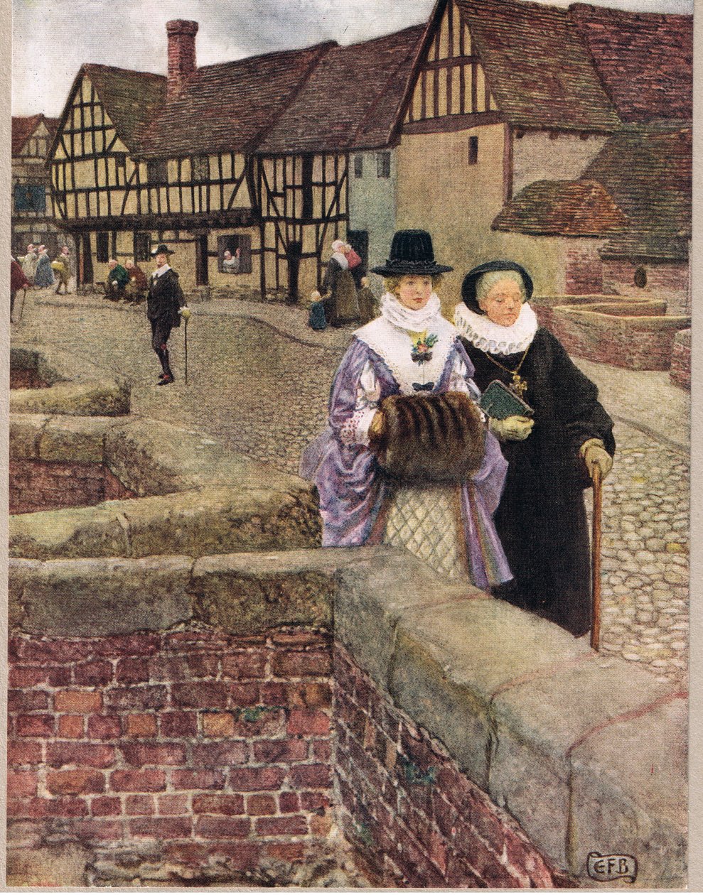 私は彼女が通り過ぎるのを見ただけで、はい、死ぬまで彼女を愛しています、Hodder and Stoughton発行の「The Book of Old English Songs and Ballads」のイラスト、1910年頃（カラーリソ） 作： エリナーフォーテスキュー-ブリックデール