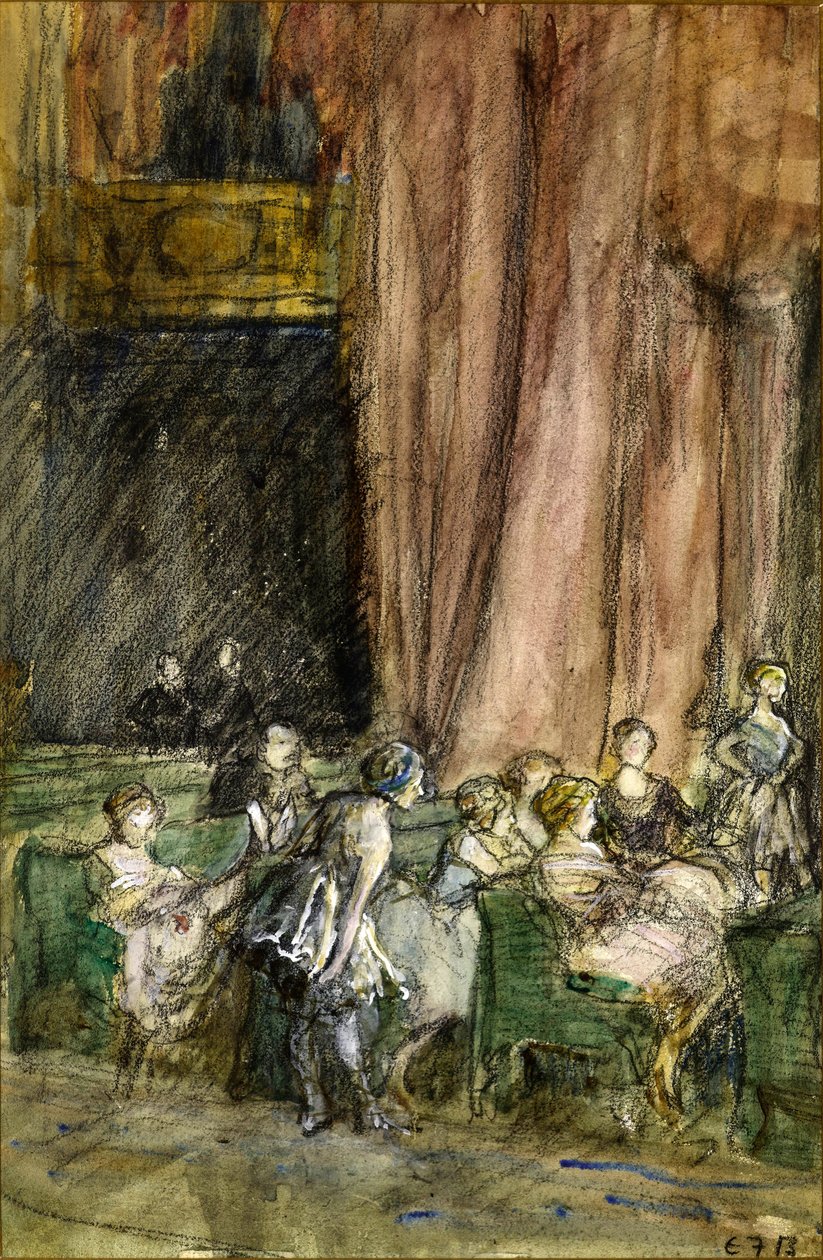 リハーサル、1912年頃（紙に水彩） 作： エリナーフォーテスキュー-ブリックデール