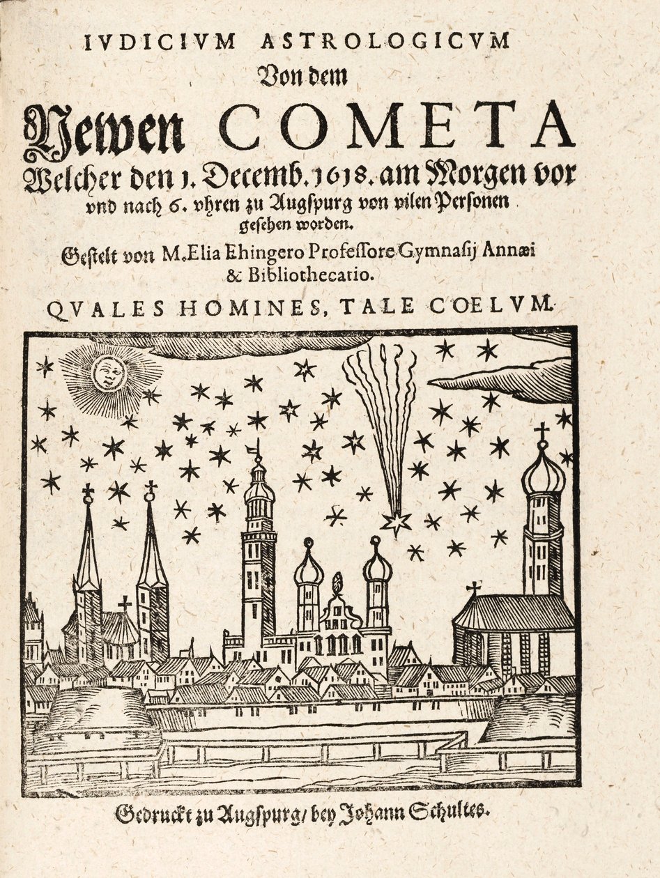 1618 年 12 月 1 日にドイツのアウグスプルグから見た新彗星、パブ。 1618年。 作： エリアス・エヒンガー15731653。