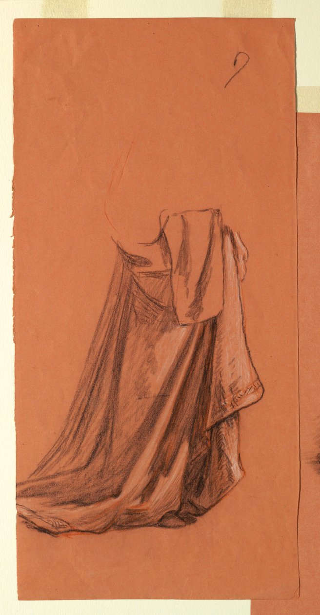デッサン、ドレープ（油彩画「婚礼の行列」または「ダンス」のための習作、1872-79年 作： エリフ・ヴェダー