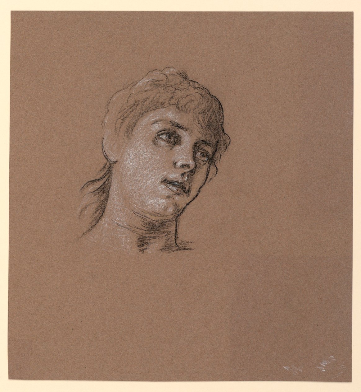 デッサン、少女の肖像画、1885年頃 作： エリフ・ヴェダー