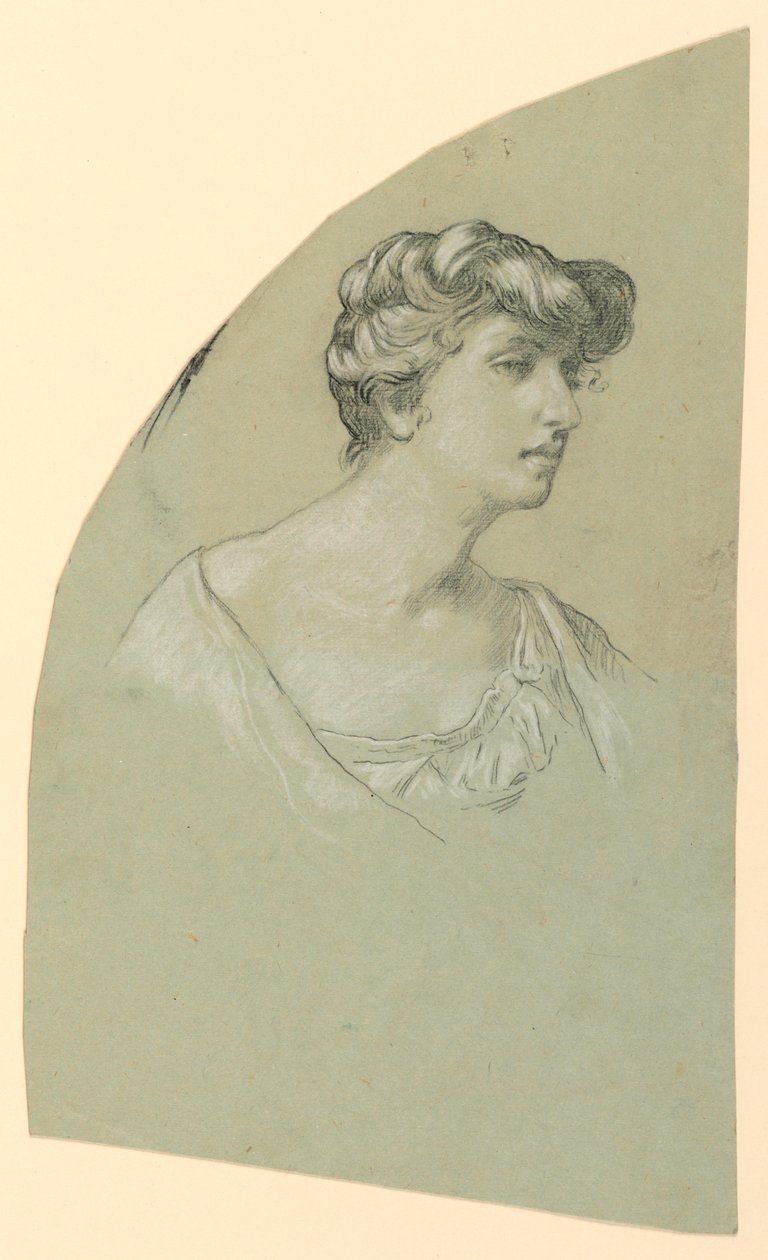 デッサン、若い女性の肖像画、1885年頃 作： エリフ・ヴェダー
