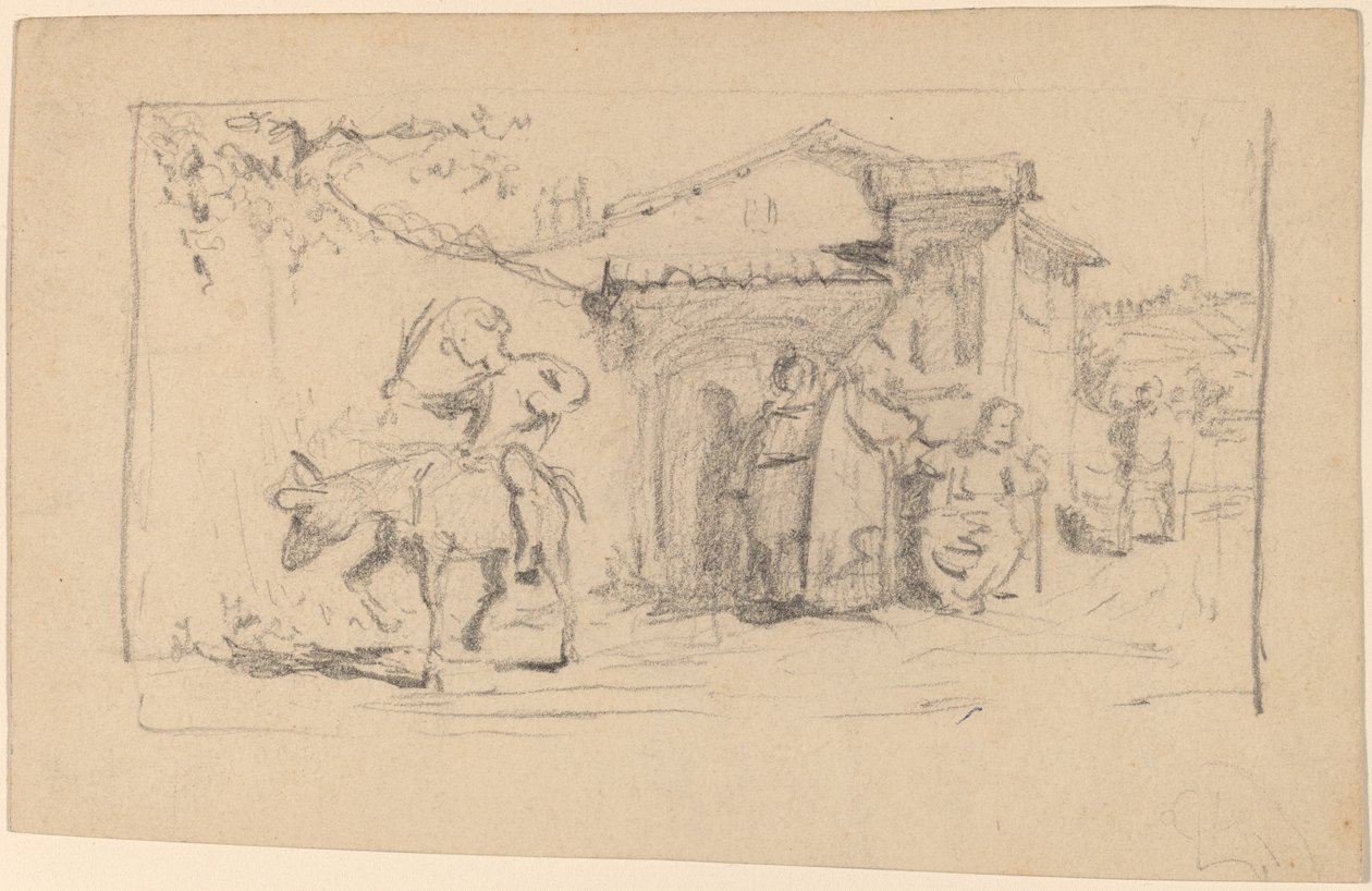 息子とロバ、c。 1859年。 作： エリフ・ヴェダー