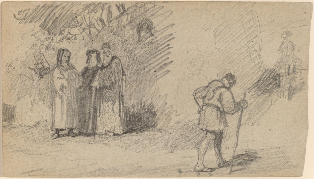 息子とロバ、c。 1859年。 作： エリフ・ヴェダー