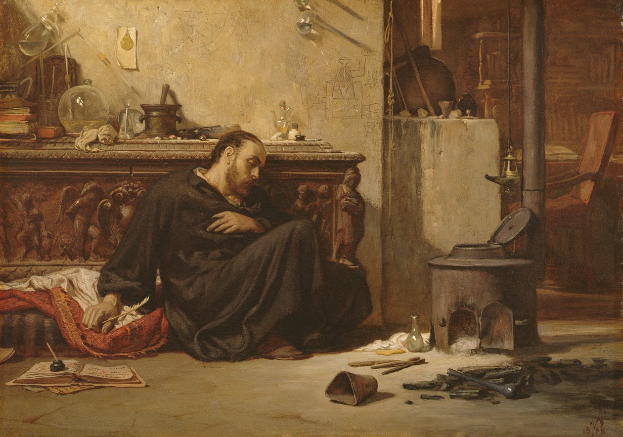 死んだ錬金術師、1868年頃 作： エリフ・ヴェダー