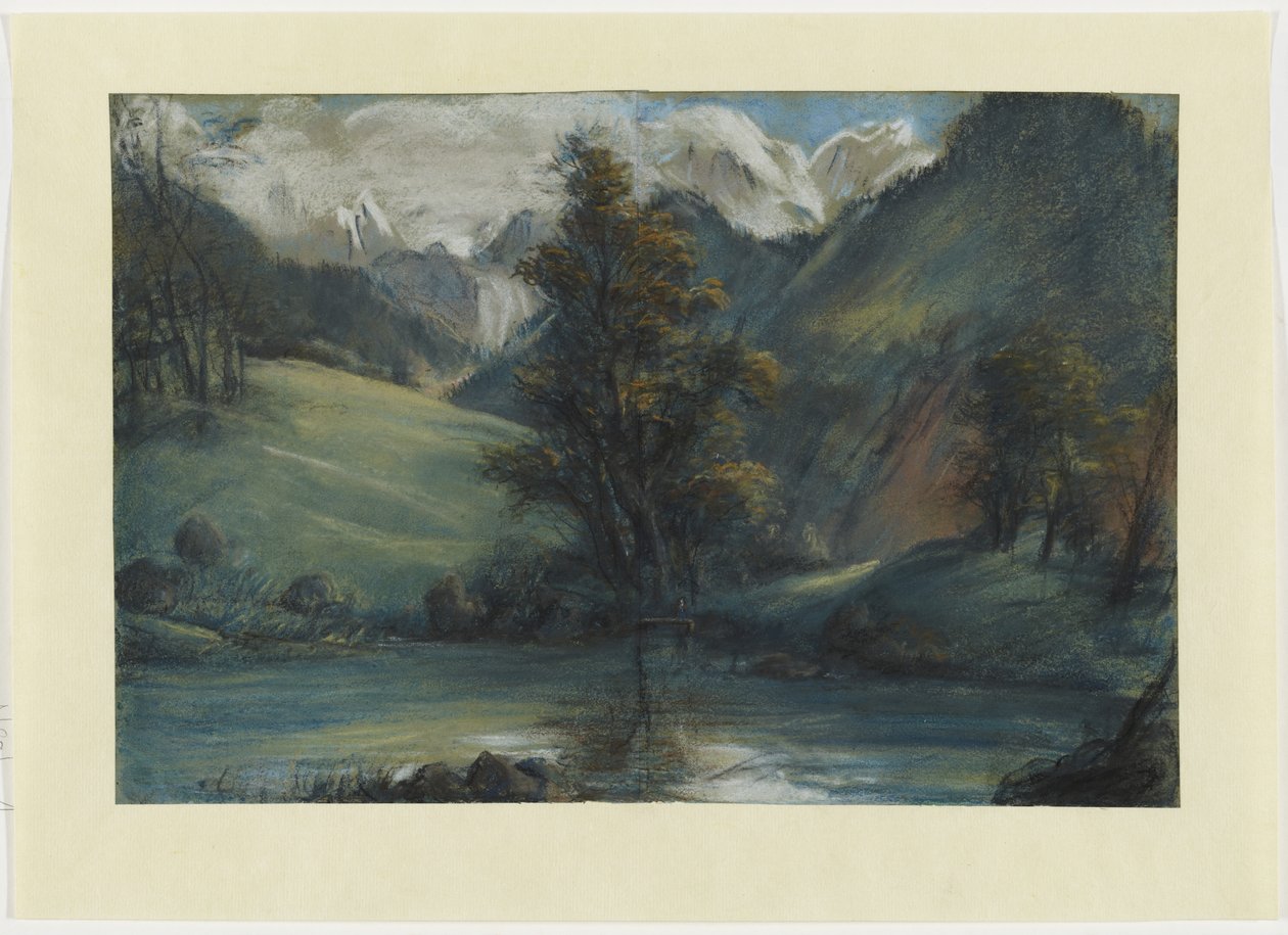 シャレス湖とモンブランの眺め、1807-1808（紙にパステル） 作： Elisabeth Louise Vigee Lebrun
