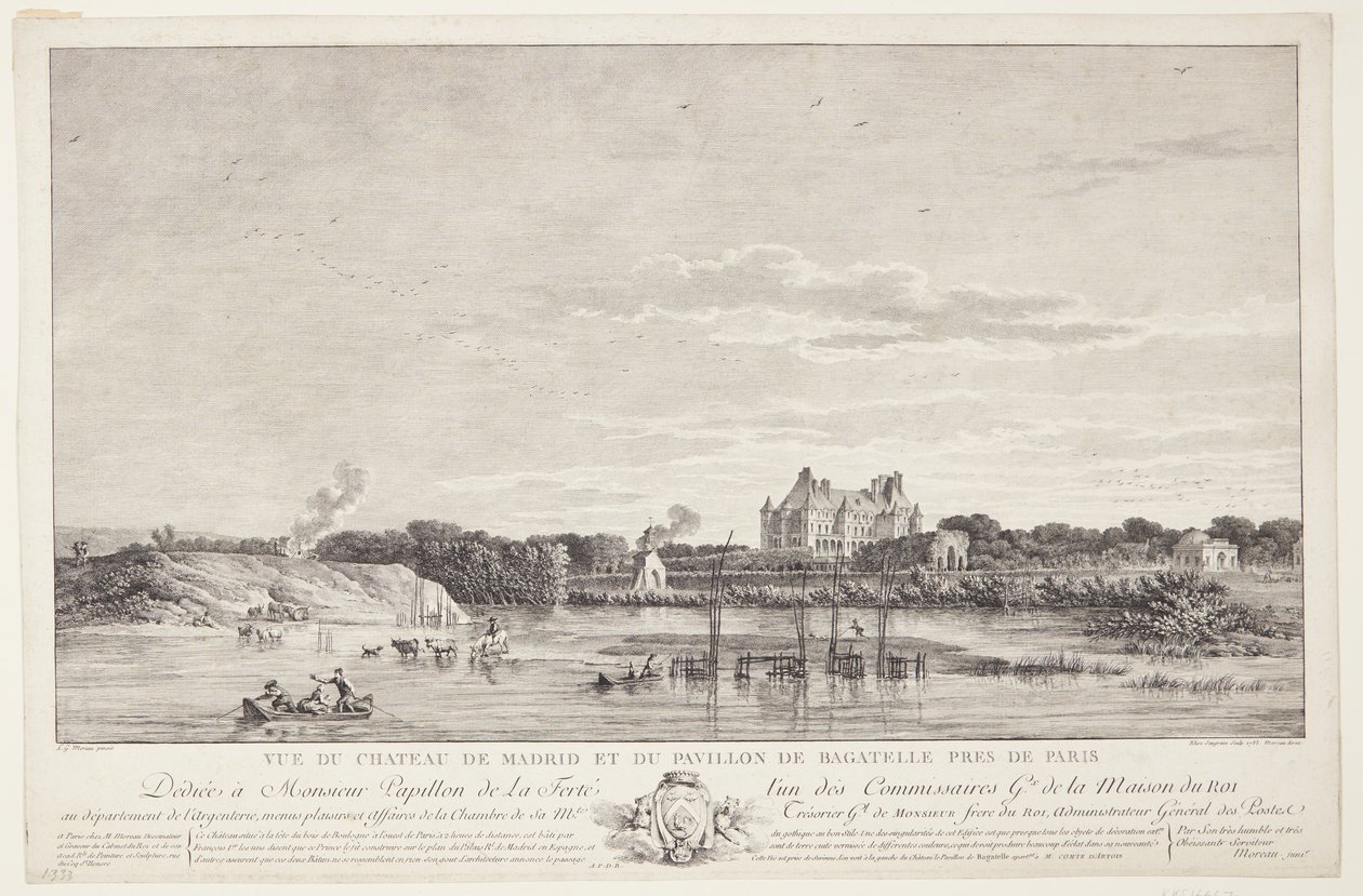 マドリード城とバガテル城の眺め (Vue du Chateau de Madrid et du Pavillon de Bagatelle pres de Paris) 作： エリーゼ・サウライン