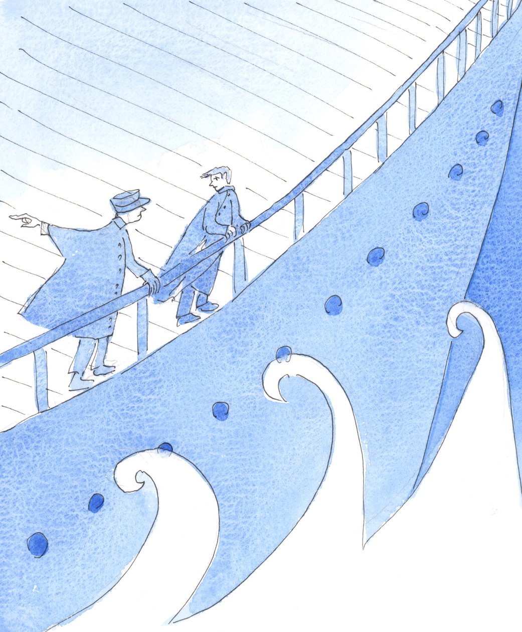 困難な旅に人々を導く者は、危険を指摘し、賢明な行動規範を提示しなければならない, 2005 （紙に水彩画） 作： エリザベス・ワン