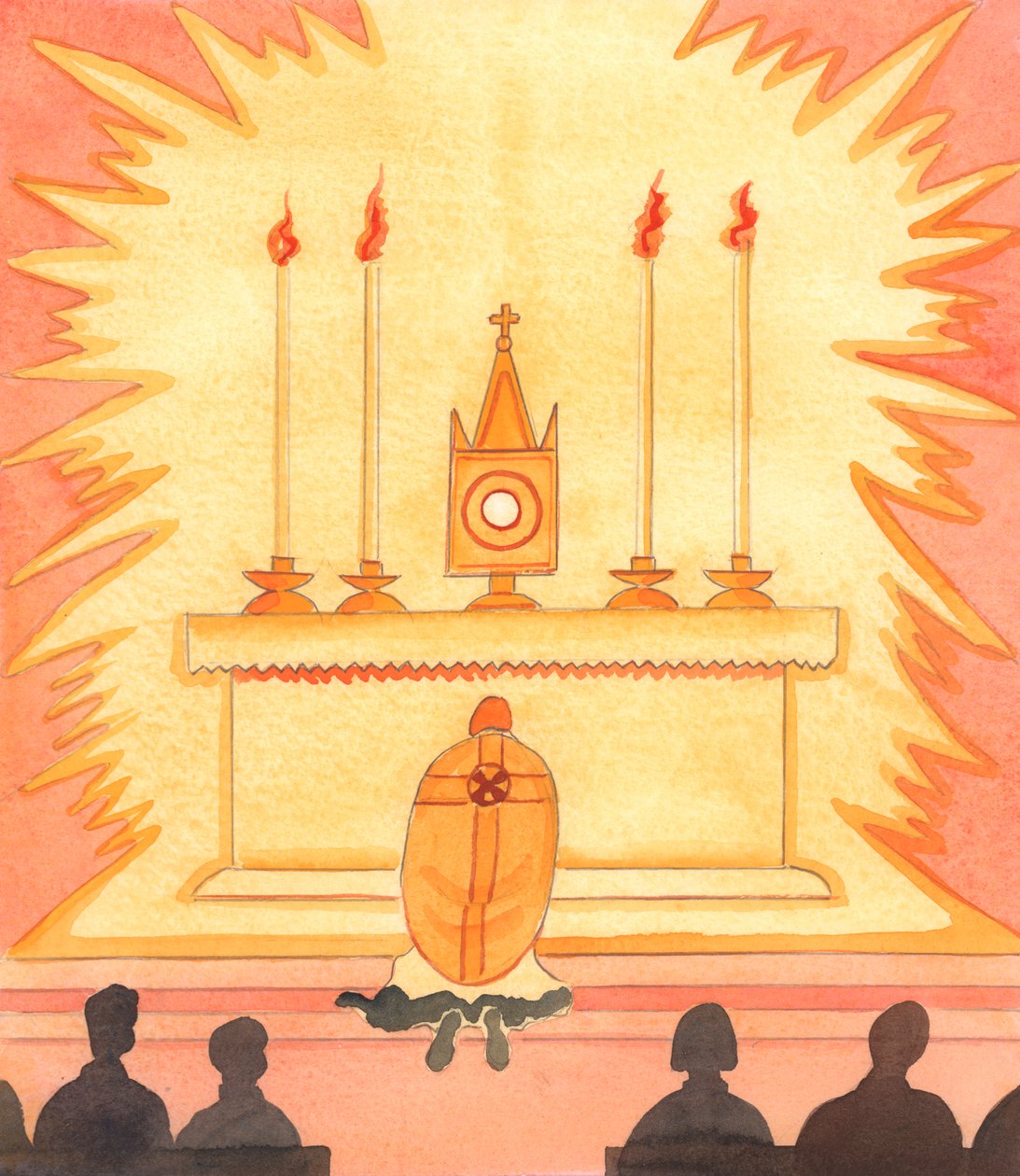 祝福された聖体の礼拝、ベネディクション、「四十時間」、聖なる母マリアを称えるさまざまな奉献など、伝統的な奉献に参加するとき、キリストは深く感動され、大変喜ばれる。 作： エリザベス・ワン