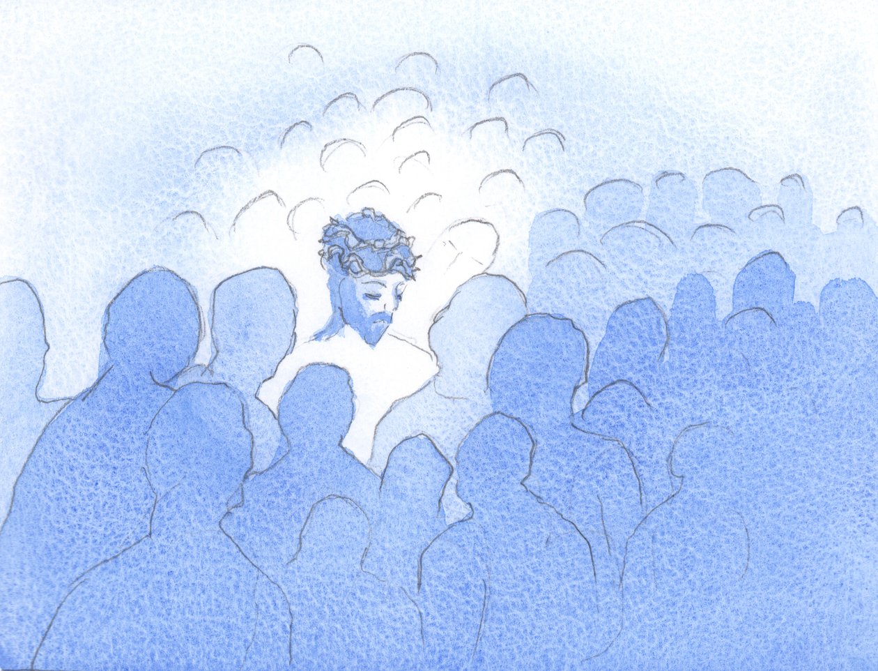 キリストは聖体拝領で、愛する心に来るのが大好きです。苦くて憤慨している心は、2002年の彼の聖なる情熱で感じたように彼を感じさせます（紙にw - c） 作： エリザベス・ワン