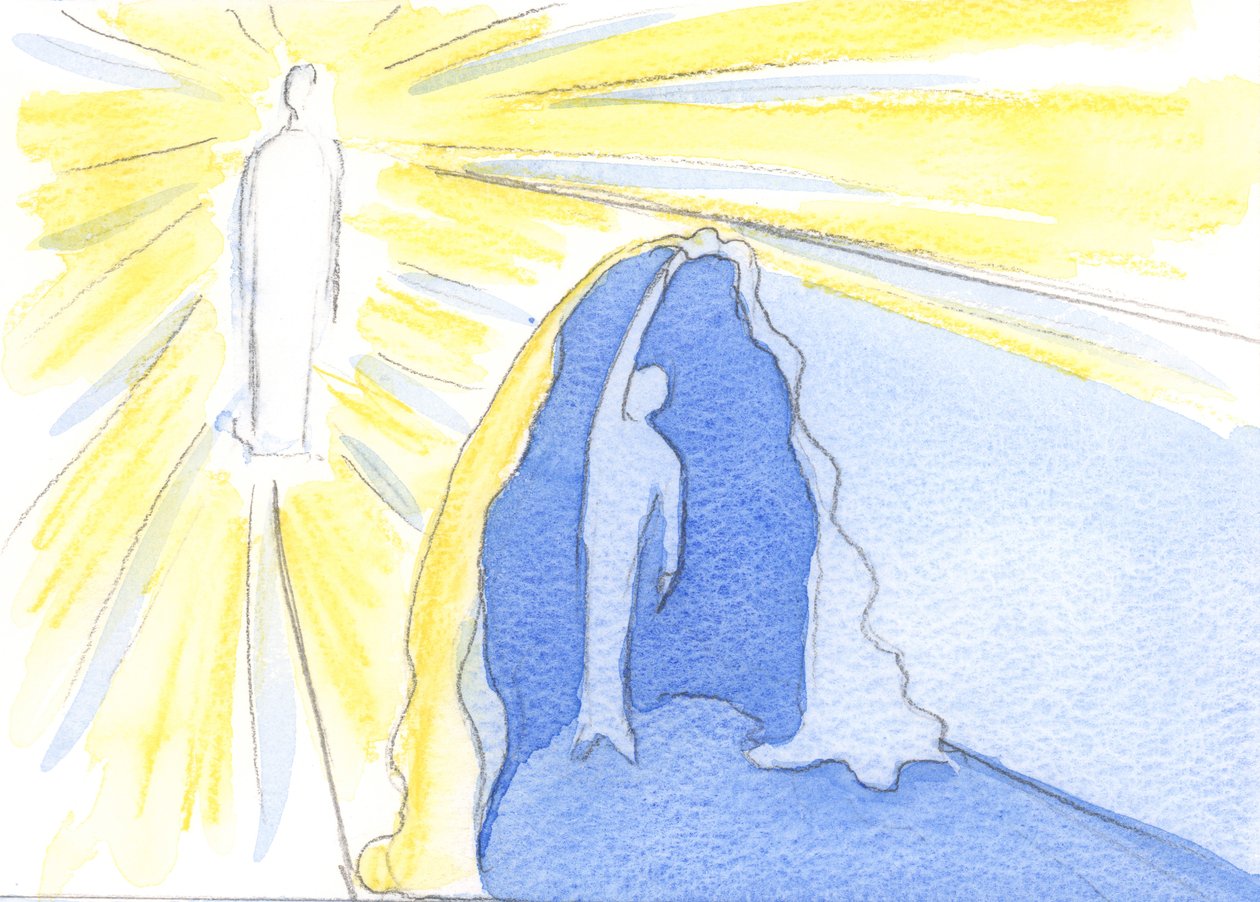 私たち一人一人に対するキリストの愛は終わりがなく、優しいものです。人々が罪や落胆によってキリストから身を隠し始めると、霊的な生活の中で物事がうまくいかなくなります。2003年（紙にw - c） 作： エリザベス・ワン