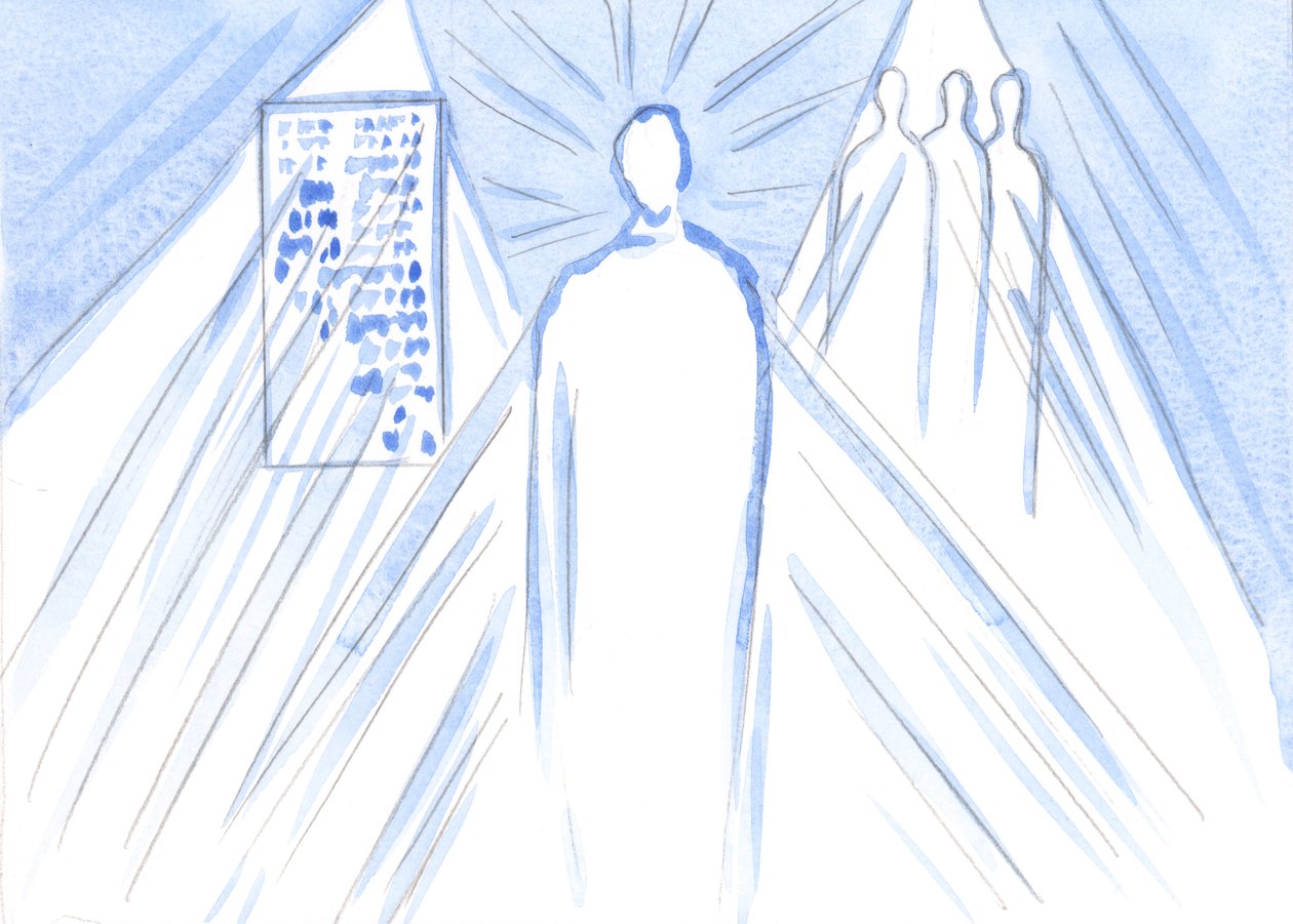 すべての光と知恵の源である神は、言葉と教師を通して私たちに栄養を与えてくださいます。しかし、聖体拝領では、2001年に全人類である神の息子に会います（紙にw - c） 作： エリザベス・ワン
