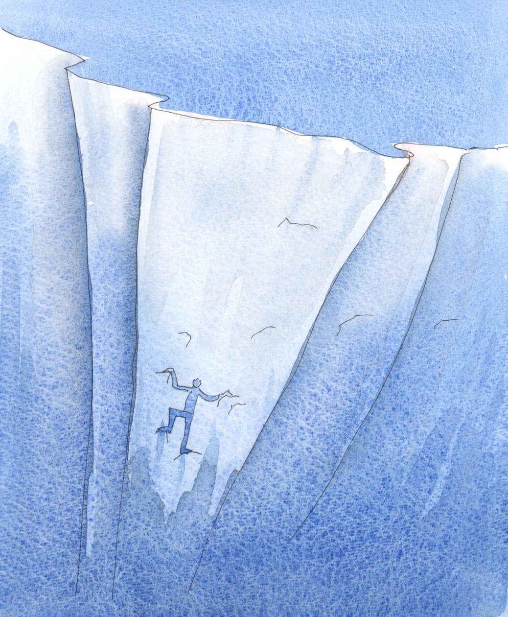 奈落の底の壁にしがみつき、キリストに向かって侮辱の言葉を浴びせかけながら、少しでも激しく動けば、奈落の底に落ちてしまう危険な状態にある人を見た。 作： エリザベス・ワン