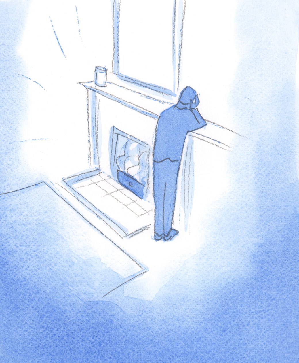 私たちが光と暖かさを備えた愛情のある家や炉床を見つけることができるのは神の内にあります。 「外」彼はただの痛みと暗闇、2002年（紙にw - c） 作： エリザベス・ワン