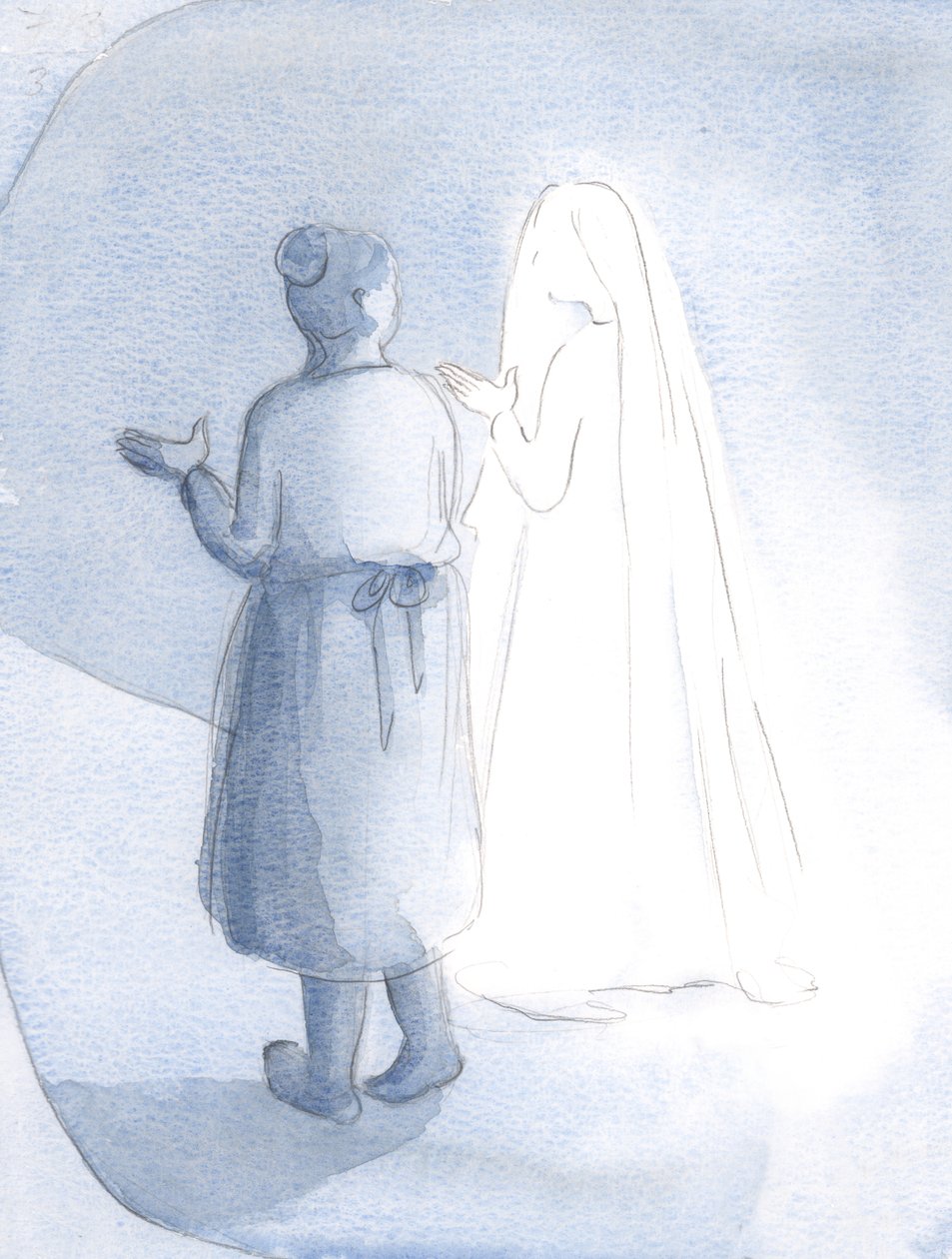 私が他の人に彼女の世話を任せたので、私たち2人の女性が並んで歩いたようでした、2000年（紙にw - c） 作： エリザベス・ワン