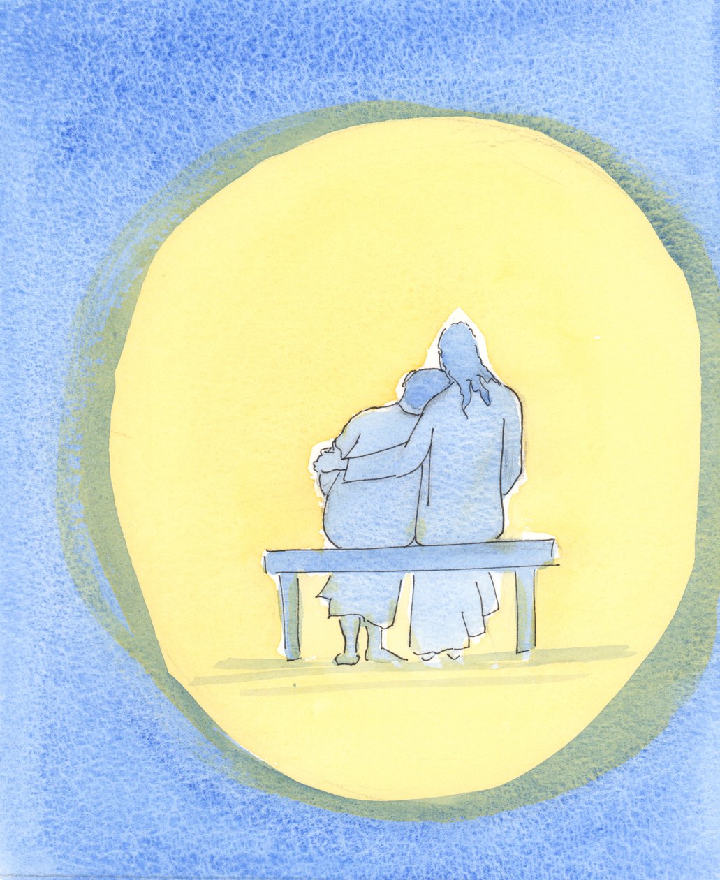 イエスの愛は個人的で、優しく、変わらないものです。彼は常に私たちと一緒にいて、特に祝福された秘跡にいて、彼の存在で私たちを慰めています。、2003年（紙にw - c） 作： エリザベス・ワン