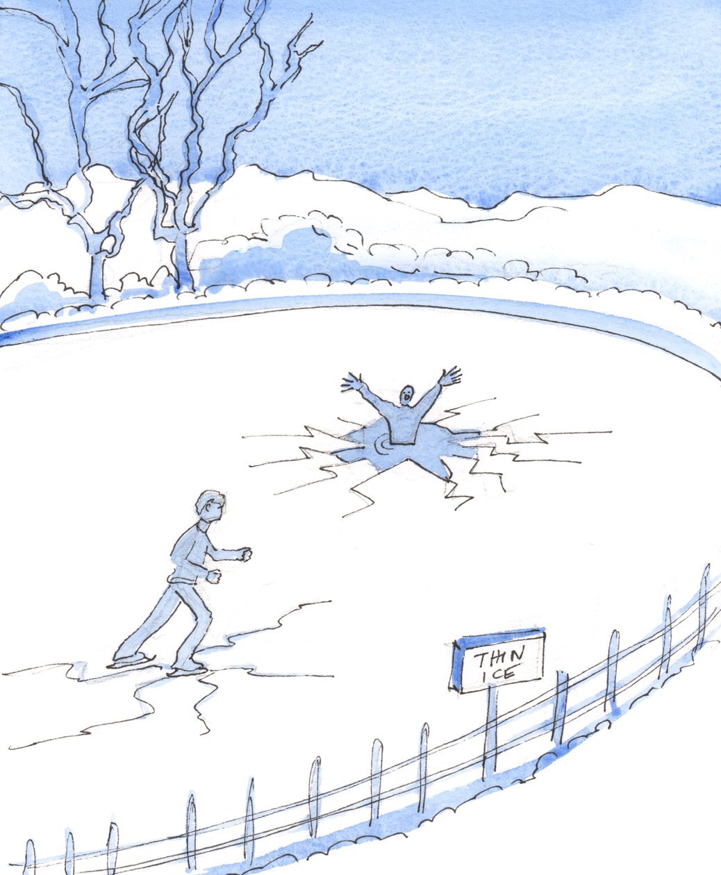 薄い氷の上で故意にスケートをする人が必ずそこを通り抜けるのと同じように、神の法則を故意に無視する人は、落下して失われる危険があります。、2003年（紙にw - c） 作： エリザベス・ワン