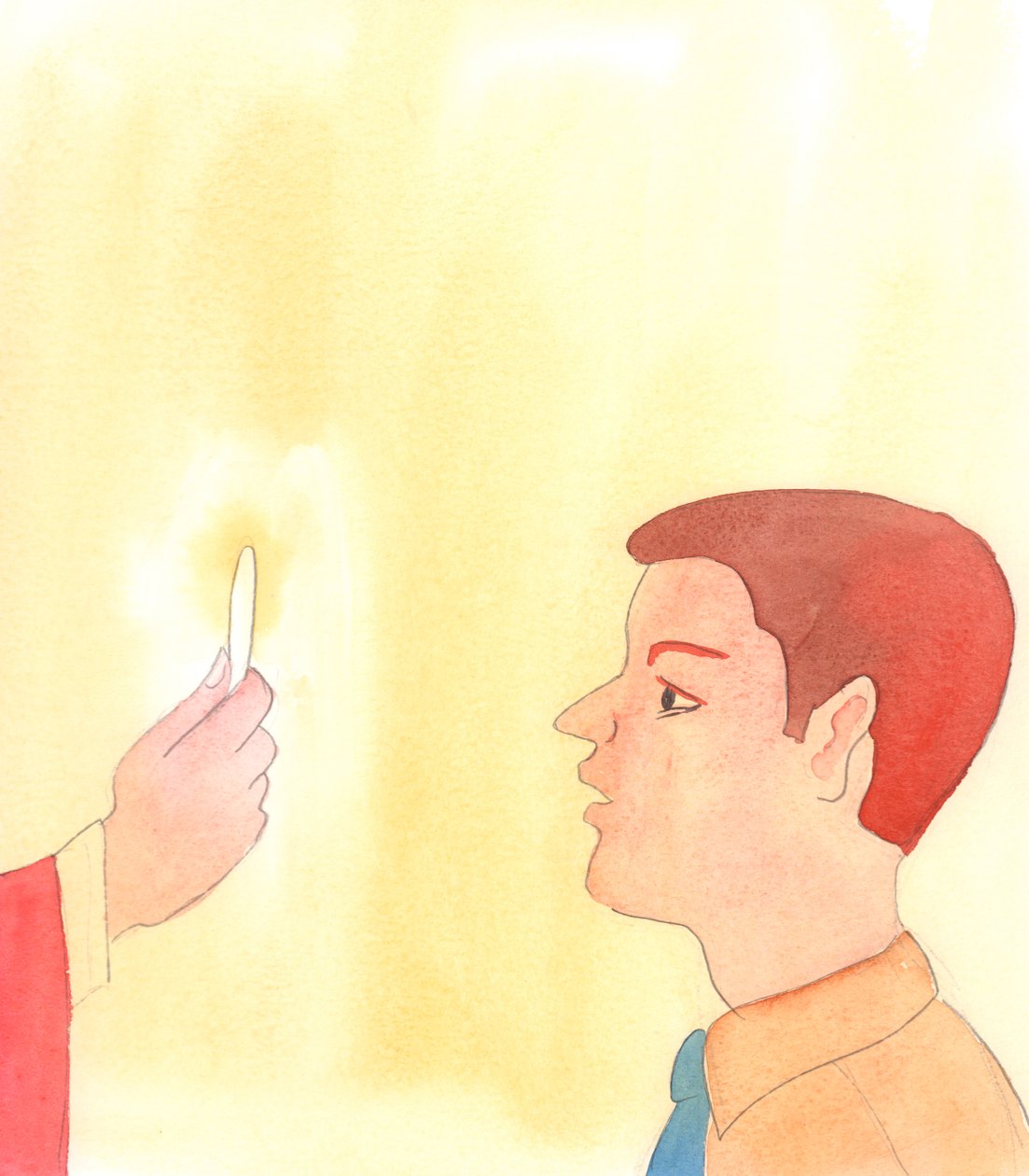 聖体についてのイエスの言葉を信じる人々は、神と救い主に対して人がふるまうべきふるまいをする。 作： エリザベス・ワン