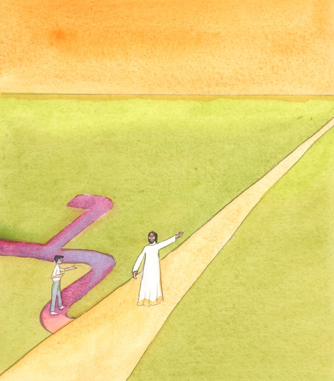 キリストとの親密な友情を望みながら、キリストの戒めを守ろうとしない人々がいる, 2005 （紙に水彩画） 作： エリザベス・ワン