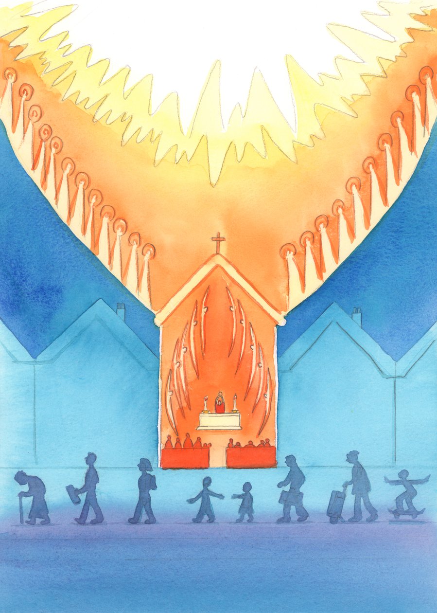 聖人と天使たちは、私たちが彼らに示す名誉と、2003年の私たちの神への愛に喜んでいます（紙にw - c） 作： エリザベス・ワン