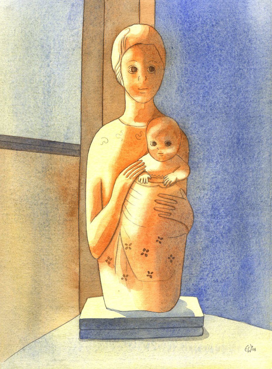 聖母子、2001年（紙にw - c） 作： エリザベス・ワン