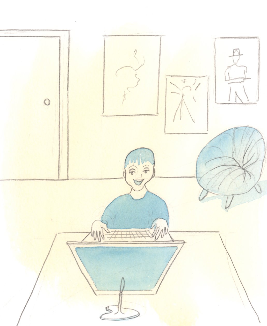 たとえば、学校の勉強をせずに、コンピューターでポルノを見ることを選ぶ子供も多い。 作： エリザベス・ワン