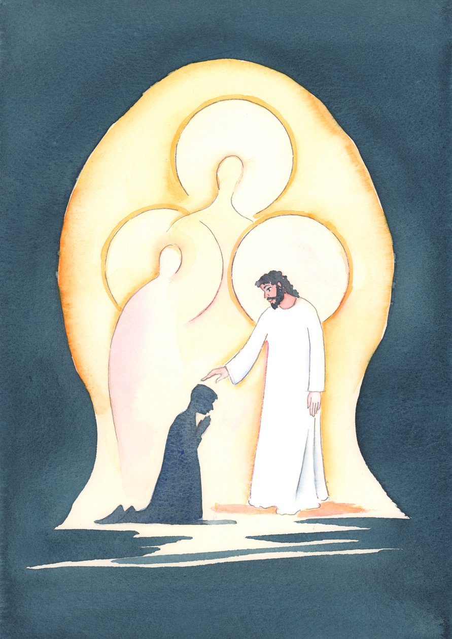 私たちが恵みの状態で生きるとき、私たちは魂の中で三人の神の人を愛し、崇拝します、2000年（紙にw - c） 作： エリザベス・ワン
