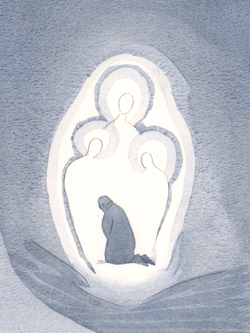 私たちが恵みの状態で生きるとき、私たちは魂の中で三人の神の人を愛し、崇拝します、2000年（紙にw - c） 作： エリザベス・ワン
