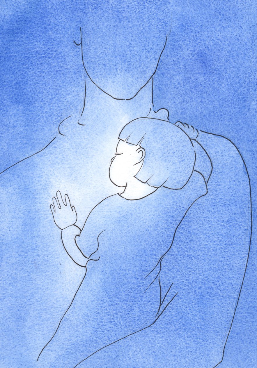 私が神に近づき、病気になり、神に信頼を置くとき、私は2002年に父親の肩に寄りかかる子供のようです（紙にw - c） 作： エリザベス・ワン
