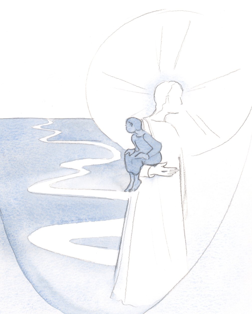 私がキリストに頼るとき、静かな祈りの中で、私は彼の活力と喜びに運ばれる小さな子供のようです。、2000年（紙にw - c） 作： エリザベス・ワン