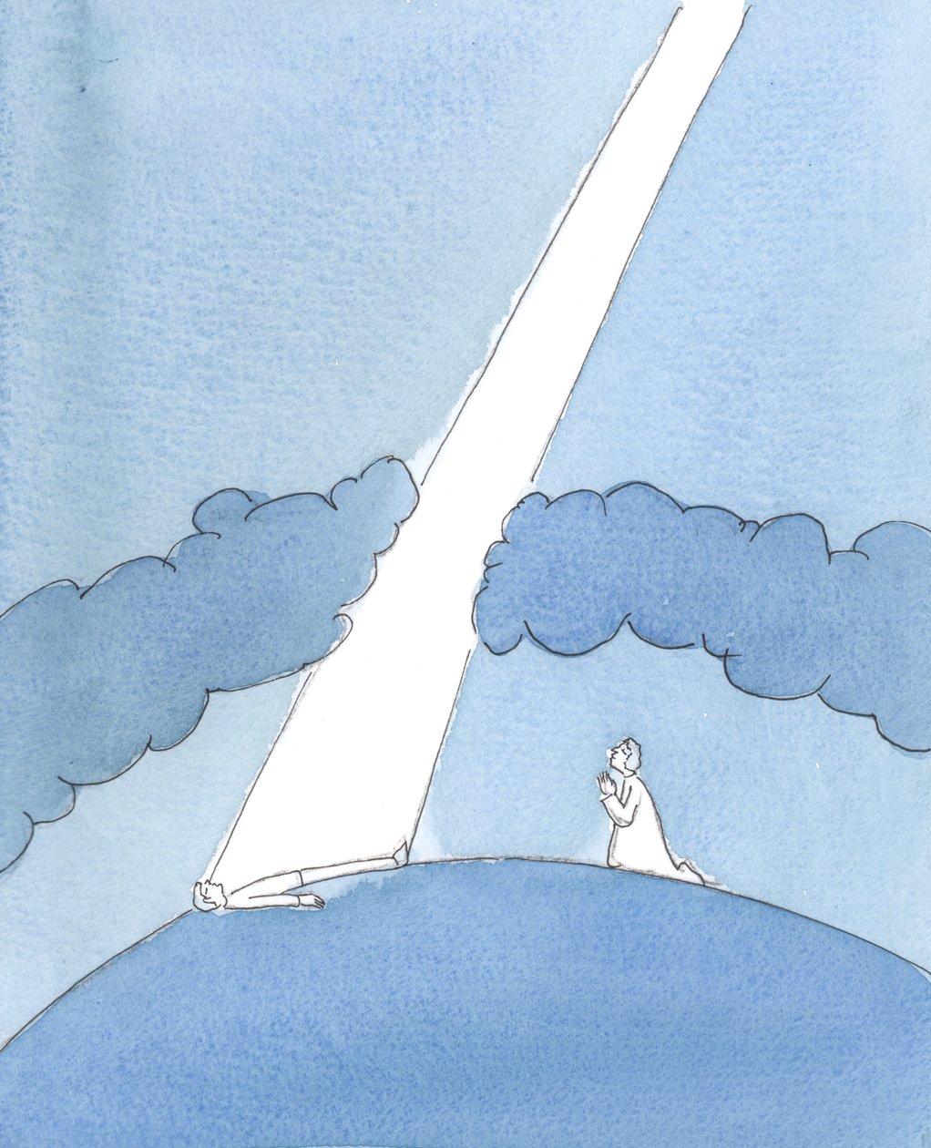 私たちがイエスの名によって誰かのために執り成しをするときはいつも、天からの一筋の光と恵みが、私たちの世界を覆っている罪と自己愛の暗い「雲」を突き抜けて、助けを必要としている誰かの人生に触れるかのようだ。 作： エリザベス・ワン