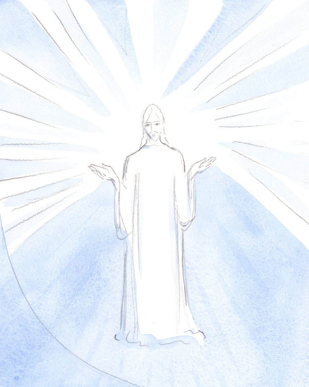 「あなただけが聖なる者です」：私はキリストが私たちに代わって祈っていたときに、彼の手のひらが父に向かって伸ばされているのを見ました（聖なるミサで）、2000年（紙にw - c） 作： エリザベス・ワン