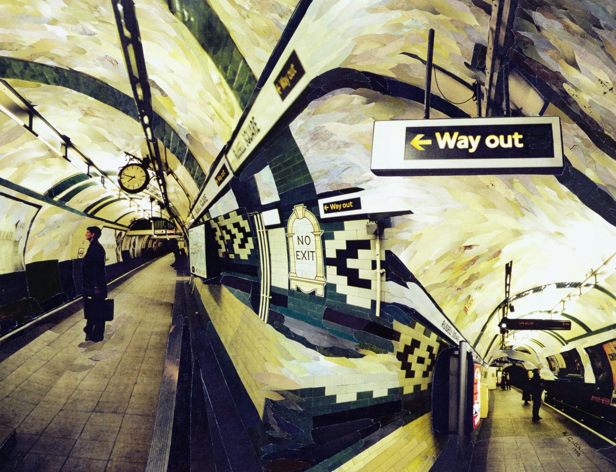 Way Out（Russell Square）1998（ペーパーモザイクコラージュ） 作： エレン・ゴラ