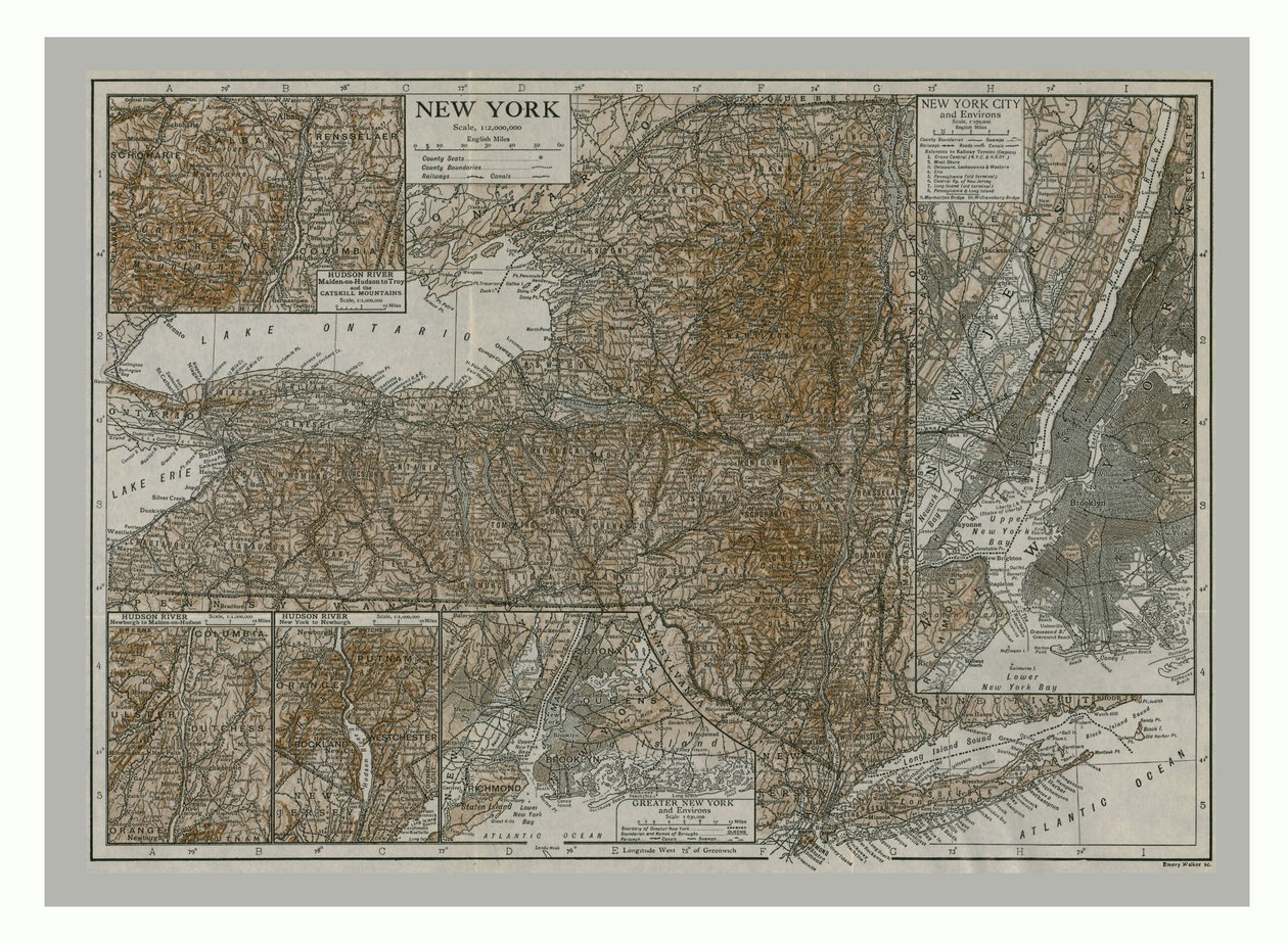 ニューヨークの地図、c1900s。 作： エメリー・ウォーカー