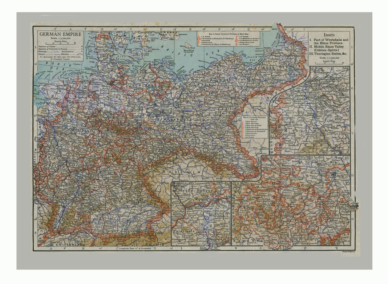 ドイツ帝国の地図、c1900。 作： エメリー・ウォーカー