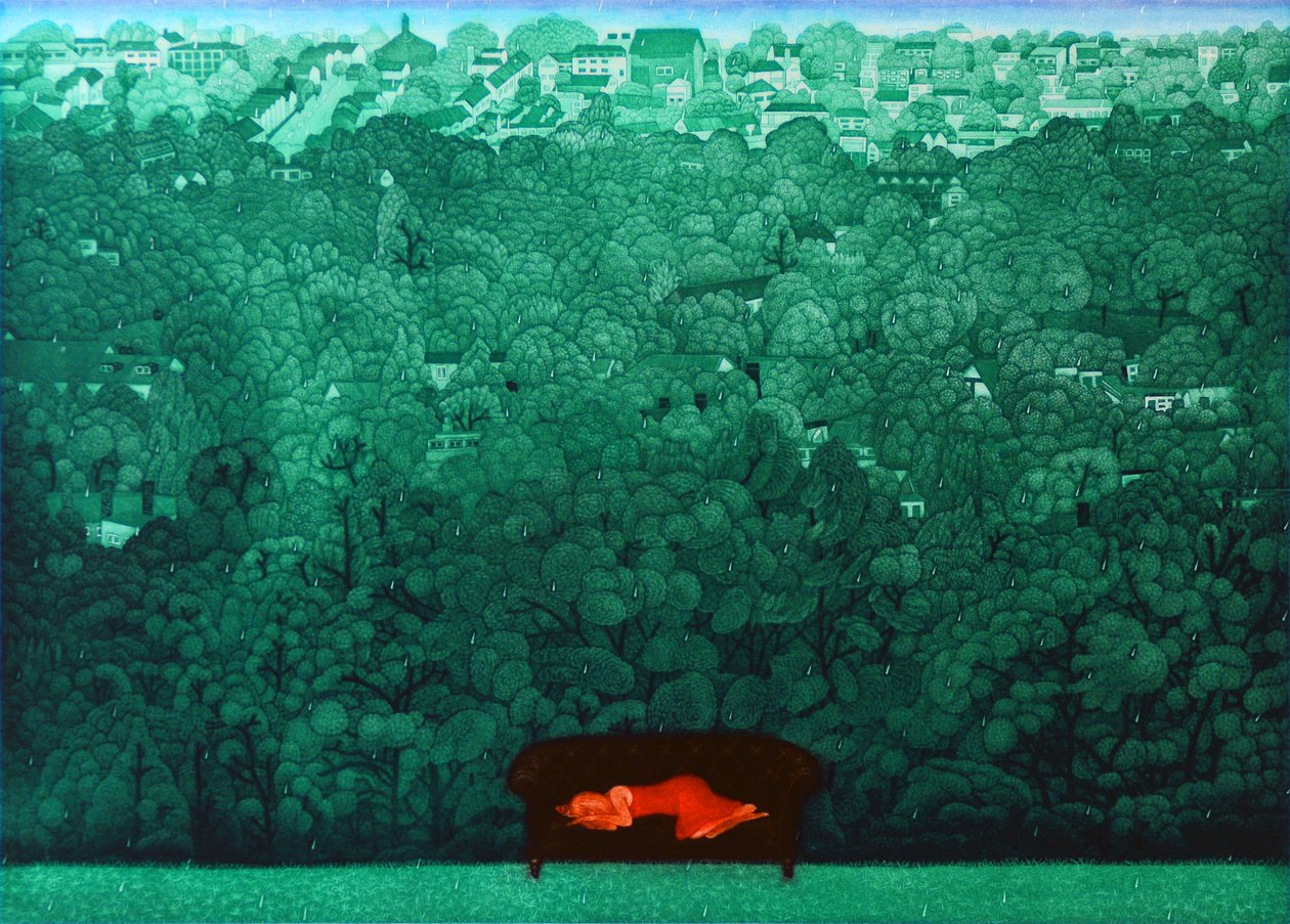 雨の中の夢想, 2009 (エッチング) 作： 相田恵美子