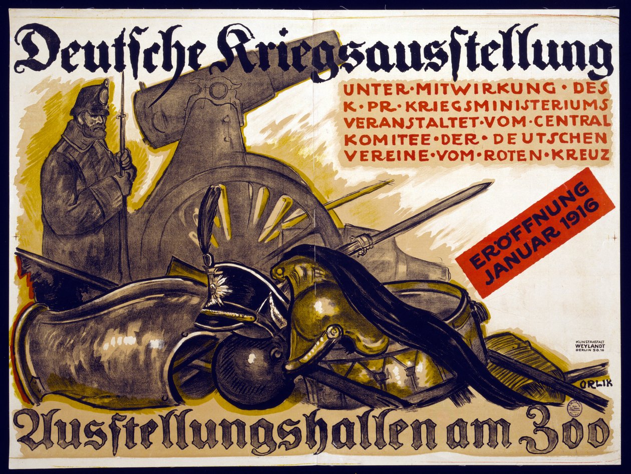 1915年のドイツ戦争展の広告ポスター 作： エミル・オルリク
