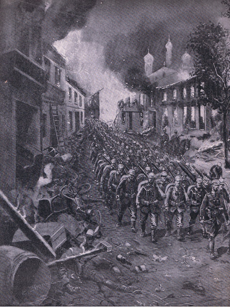 ドイツ軍によるブレスト・リトウスキー侵攻（『イラストレイテッド・ヒストリー・オブ・ワールド・ウォー 1914-1915』（ユニオン・ベルラグゼフェルフシャフト刊）より 作： エミル（後）リマー