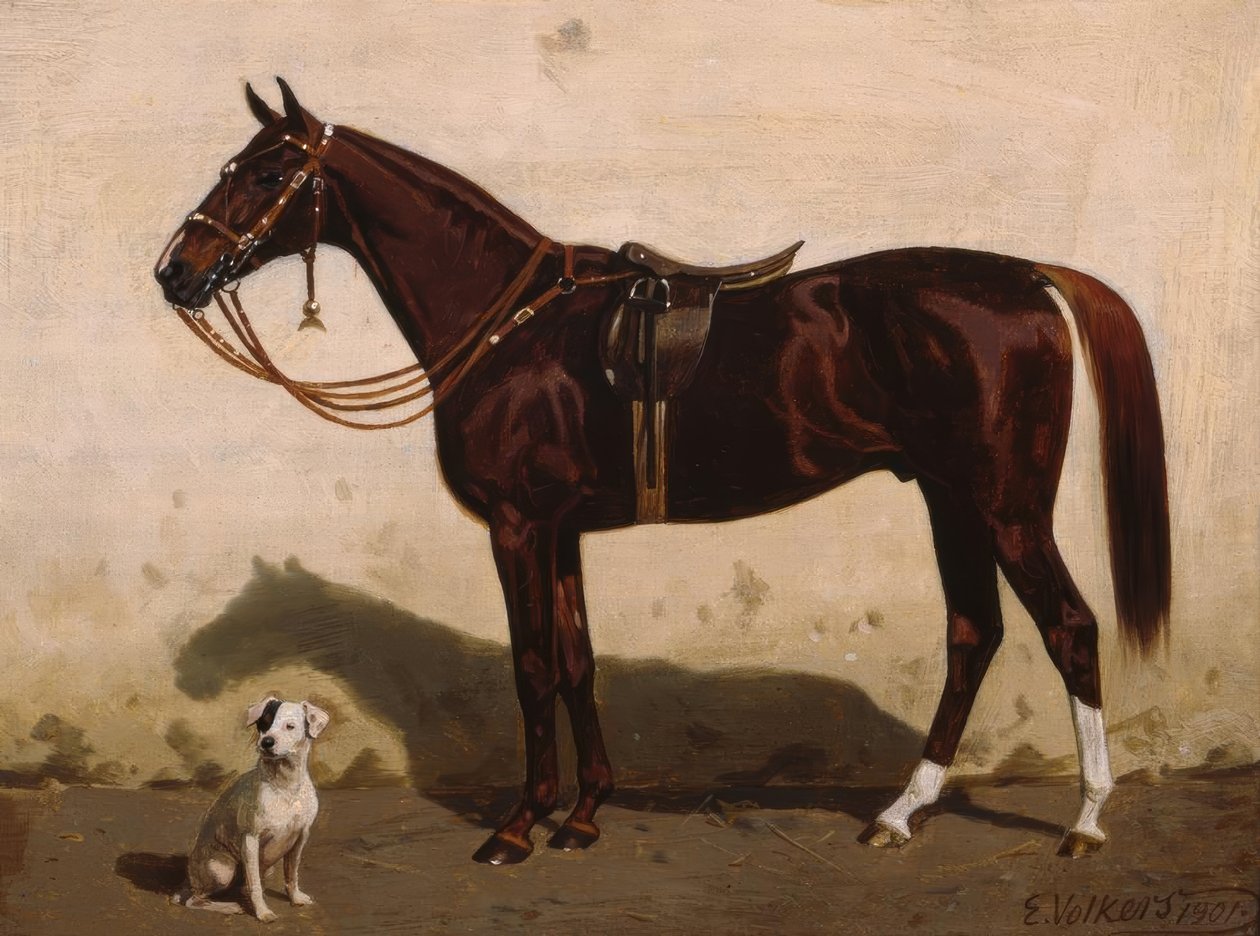 犬と一緒のキツネ 作： エミール・フォルカース